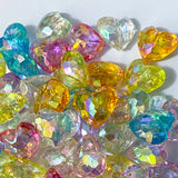 large big statement jumbo bead beads facets faceted heart hearts sparkly glittery acrylic jewellery making supplies shop store uk plastic iridescent ab aurora borealis coating pretty colourful 20mm