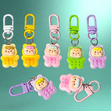 cute kawaii bear costume fun biscuit shape food foods boy little boys clip clips charm charms key keyring bag accessory pink lilac brown cream yellow green uk gift gifts shop store bears