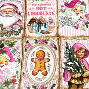 On Offer! SHABBY CHIC Vintage Pink Christmas Postcards