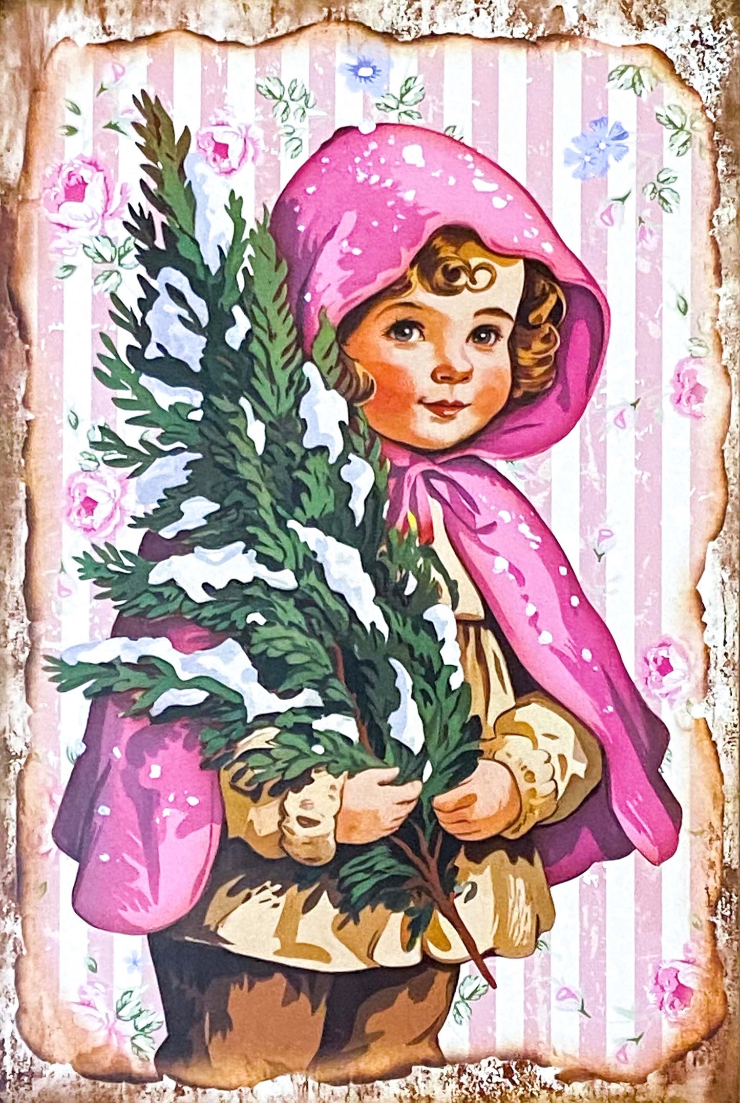 On Offer! SHABBY CHIC Vintage Pink Christmas Postcards