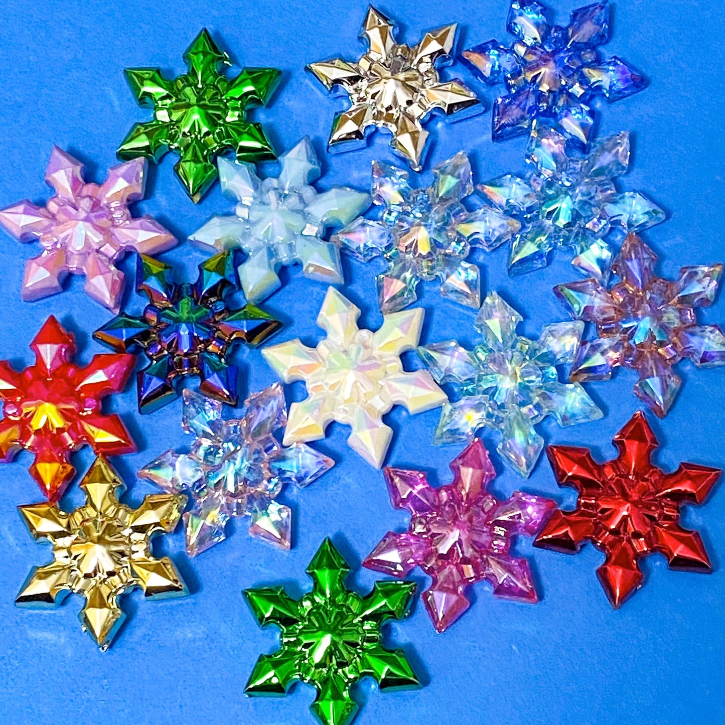 jumbo 35mm 36mm snowflake bead beads acrylic clear foil metallic lustre pearl pearly christmas festive big large chunky very beaded pen ens make your own uk cute kawaii craft supplies shop store pretty snow flake