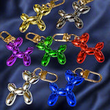 balloon dog dogs metallic shiny keyring key ring rings chain keychain bag charm charms clip clips uk cute kawaii gift gifts shop store red purple blue green silver pewter gunmetal gold pretty bright 3d 3 dimensional chunky