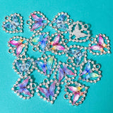 rhinestone butterfly butterflies sparkly charm charms pendant pendants uk cute kawaii heart hearts shaped jewellery making supplies craft crafts big large colourful pink blue purple green lilac 