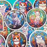 glossy bright rainbow colours cat cats laptop sticker stickers set big round window windows kitten kittens kitty kawaii cute pretty gift gifts stationery store shop uk