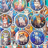 glossy bright rainbow colours cat cats laptop sticker stickers set big round window windows kitten kittens kitty kawaii cute pretty gift gifts stationery store shop uk