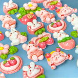 resin flatback flat back backs fb fbs flatbacks resins embellishments k cute kawaii craft supplies shop store bunny rabbit pink white green flower floral spring easter strawberries strawberry house girl