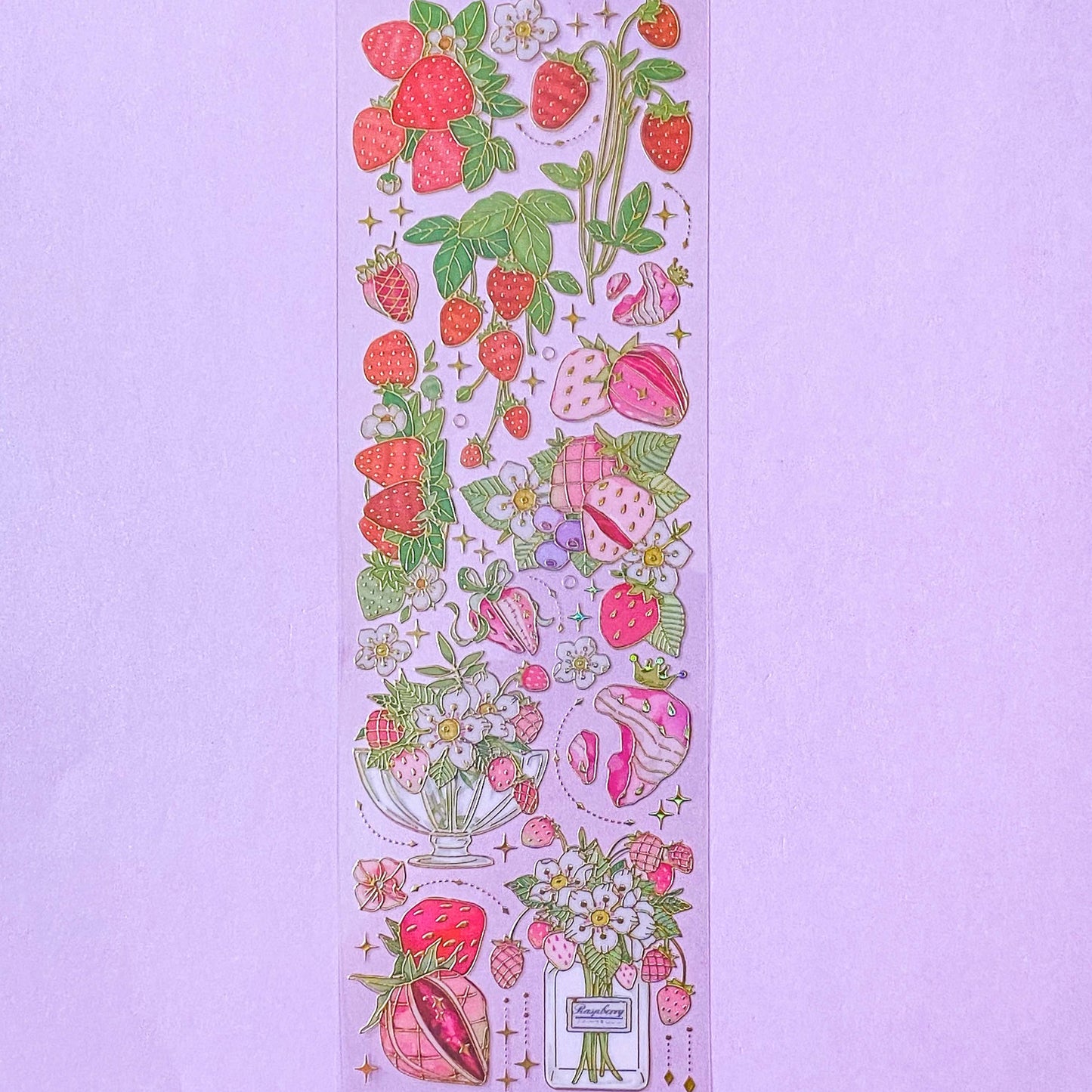 flower flowers floral pink red strawberry strawberries lily lillies pretty  blossom clear plastic pet pvc stationery shop store planner supplies addict  bottle jar rose roses tulip tulips peach pale