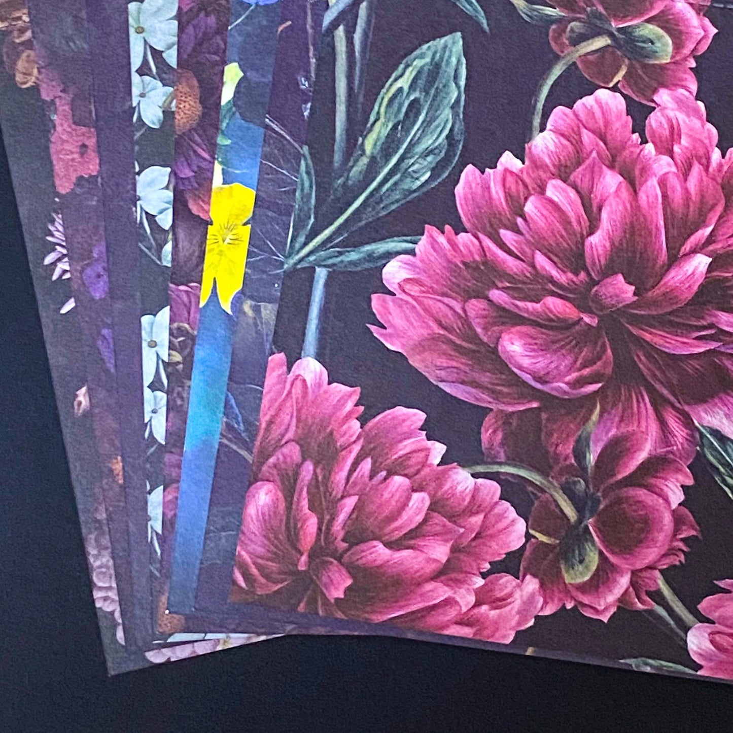 deep floral 160gsm scrapbooking paper set with dark flowers