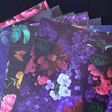 deep floral 160gsm scrapbooking paper set with dark flowers