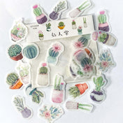cacti cactus plant plants succulent succulents sticker stickers flake flakes translucent washi paper tracing matte uk cute kawaii stationery shop supplies store planner addict pastel pale delicate pack 32