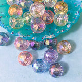 large jumbo bead beads silicone acrylic sparkly faceted pearly pearlescent rainbow rainbows peach deep purple white blue floral flowers pattern 15mm 16mm uk cute kawaii craft supplies 