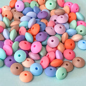 disc bead beads silicone small spacer spacers bean beans flat craft supplies soft jewellery making shop store crafts uk cute kawaii colourful pastel colours 12mm