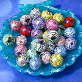 spider spider's web webs cobweb design pattern large big round bead beads 16mm iridescent pearl pearly pearlised uk cute kawaii halloween craft supplies shop store pink blue mint green white red yellow lilac