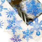 clear plastic blue snow snowflake snowflakes sticker sticker flake flakes 20 big large uk cute kawaii festive christmas stationery shop store planner supplies addict shimmery holo holographic pretty