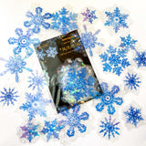 clear plastic blue snow snowflake snowflakes sticker sticker flake flakes 20 big large uk cute kawaii festive christmas stationery shop store planner supplies addict shimmery holo holographic pretty