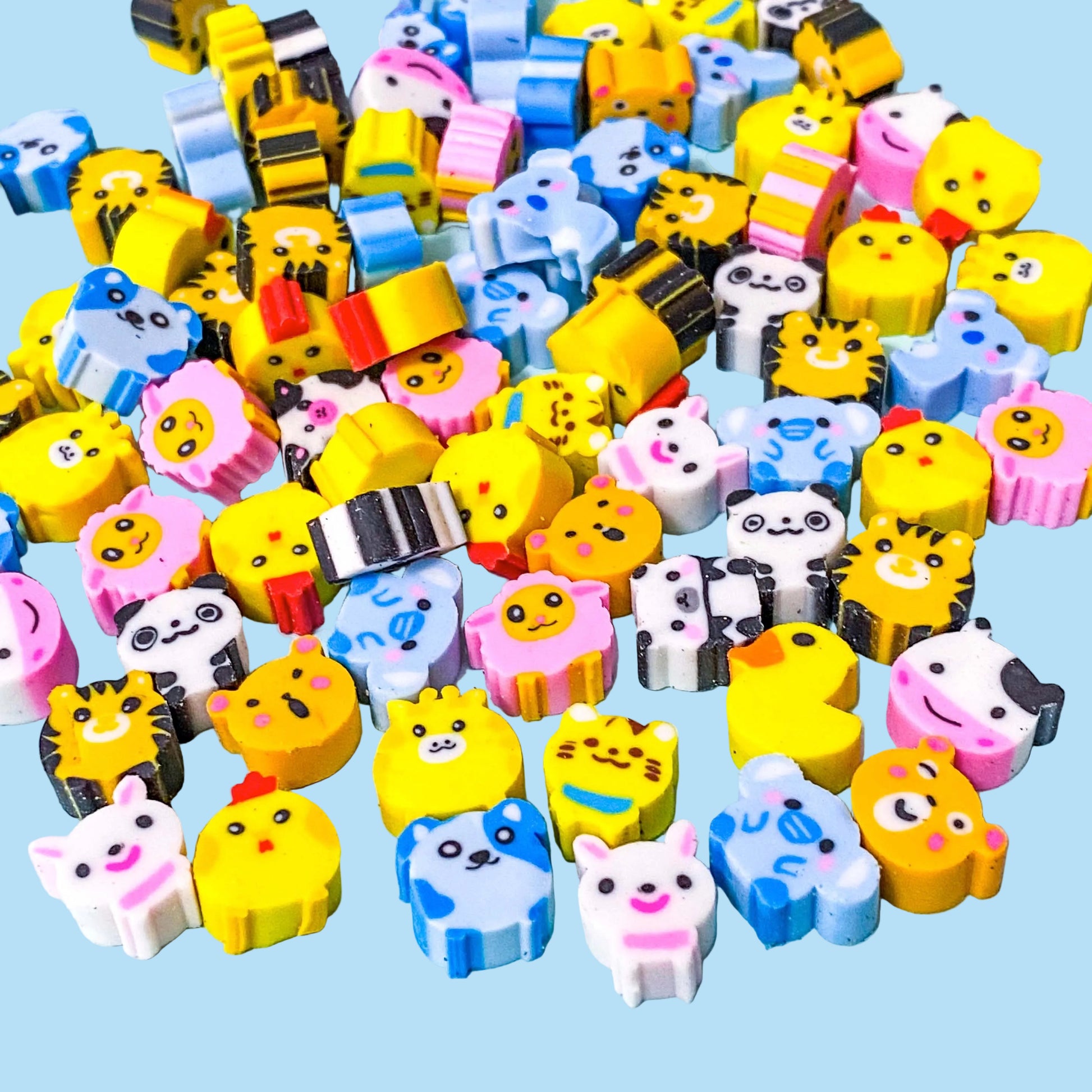 cute kawaii eraser erasers rubbers gift gifts set pack animal animals fun stationery for kids boys girls uk stocking filler fillers bag mini