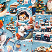 winter postcard post card cards cute kawaii set pack of 3  beautiful snowy christmas stationery uk shop store planner addict 3d sewn sewing embroidery felt fox foxes tree trees girl girls snowman blue orange colourful bright vibrant