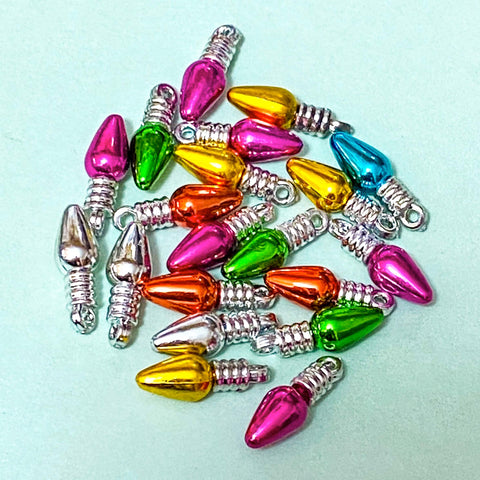 tiny little small 12mm light bulb lightbulb acrylic charm charms shop store craft supplies uk cute kawaii christmas festive silver tone pretty novelty crafts