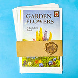 vintage book covers from ladybird set of 5 with nature theme including garden flowers postcards