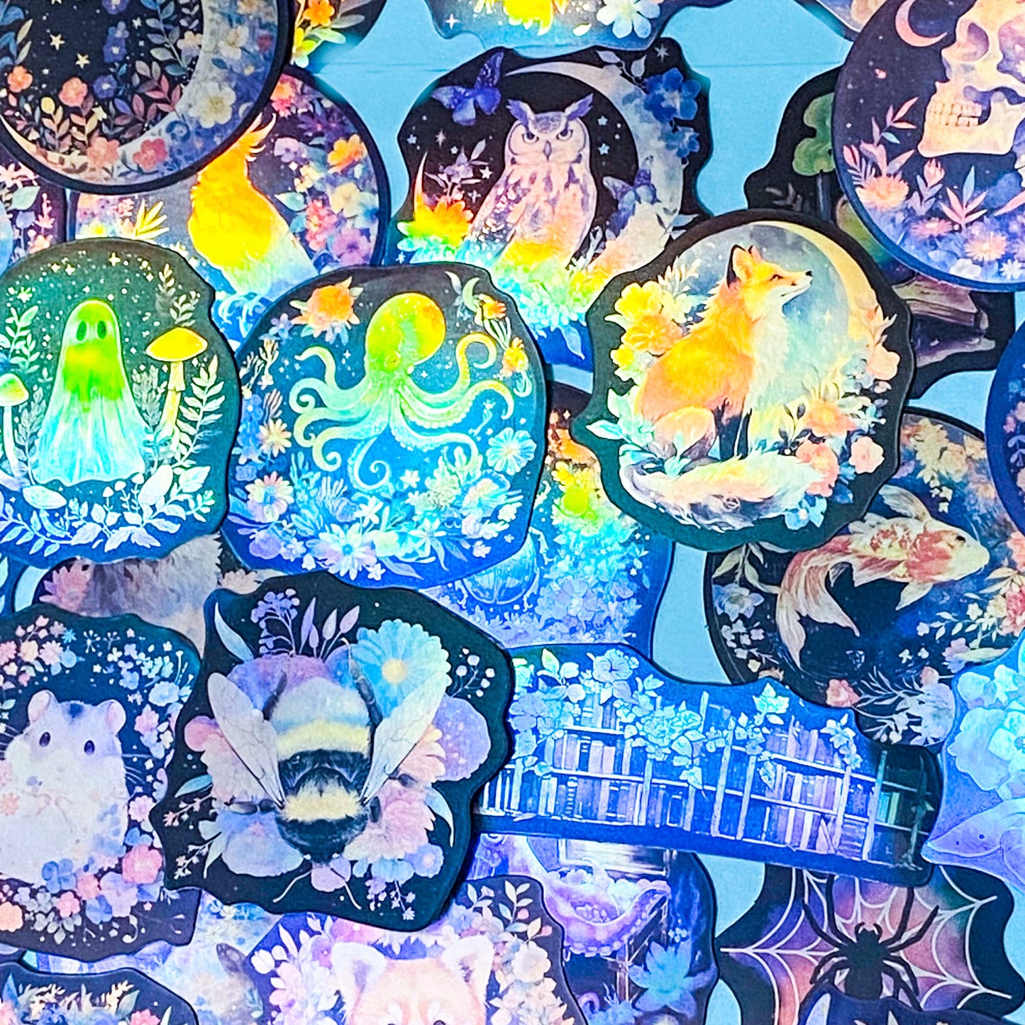 MOONLIT WITCH Aesthetic Sticker Pack - 50 Vinyl Laptop Stickers- Dark Botanical, Animals, Celestial & Witchy (up to 70mm)