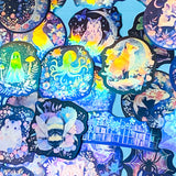 MOONLIT WITCH Aesthetic Sticker Pack - 50 Vinyl Laptop Stickers- Dark Botanical, Animals, Celestial & Witchy (up to 70mm)
