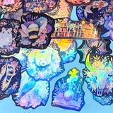 MOONLIT WITCH Aesthetic Sticker Pack - 50 Vinyl Laptop Stickers- Dark Botanical, Animals, Celestial & Witchy (up to 70mm)