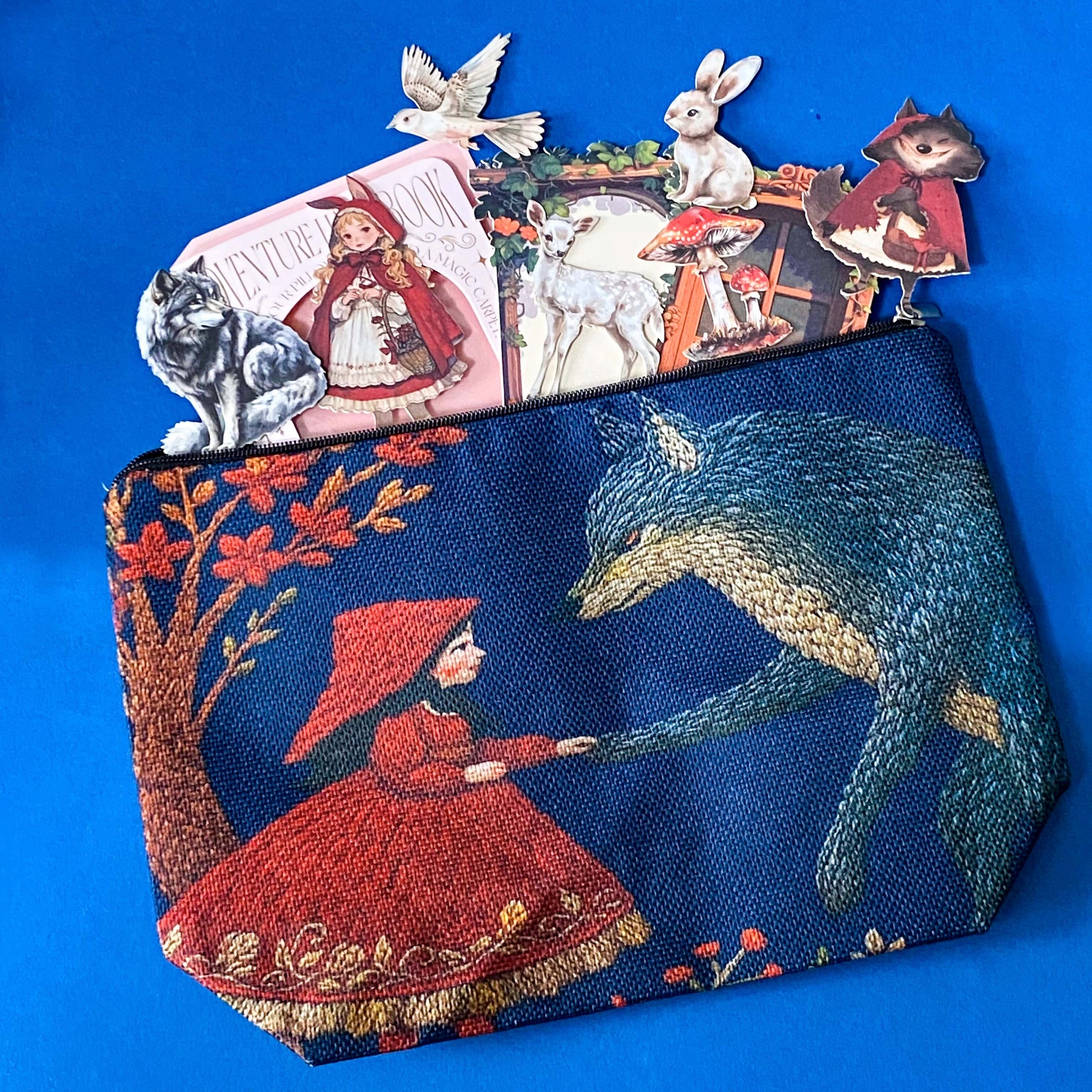 little red riding hood gift set with canvas pouch and stickers