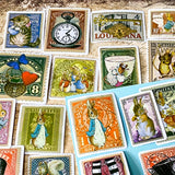 Alice in Wonderland & Beatrix Potter Vintage Stamp Stickers- 62 Satin Finish Scrapbooking & Laptop Stickers