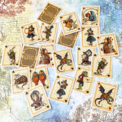 vintage alice in wonderland satin stickers featuring alice, mad hatter, white rabbit and queen in playing card designs with a halloween feel