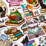 book books lover love reading bookworm uk cute kawaii stationery laptop sticker stickers pack set animal animals cat cats black bear mouse tiger otter panda fox frog matte gift gifts