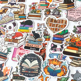 book books lover love reading bookworm uk cute kawaii stationery laptop sticker stickers pack set animal animals cat cats black bear mouse tiger otter panda fox frog matte gift gifts