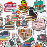 book books lover love reading bookworm uk cute kawaii stationery laptop sticker stickers pack set animal animals cat cats black bear mouse tiger otter panda fox frog matte gift gifts