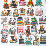 book books lover love reading bookworm uk cute kawaii stationery laptop sticker stickers pack set animal animals cat cats black bear mouse tiger otter panda fox frog matte gift gifts