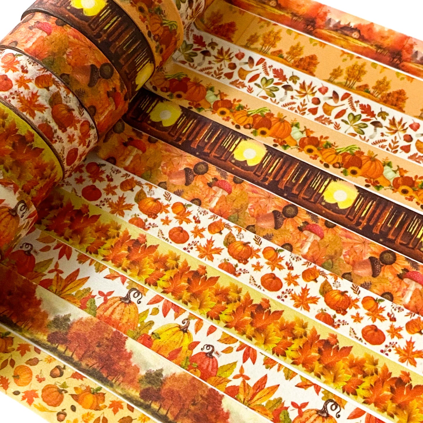 autumn halloween woodland forest gold red orange tellow leaf tree washi tape uk cute kawaii 7m roll tape stationery shop store supplies planner addict