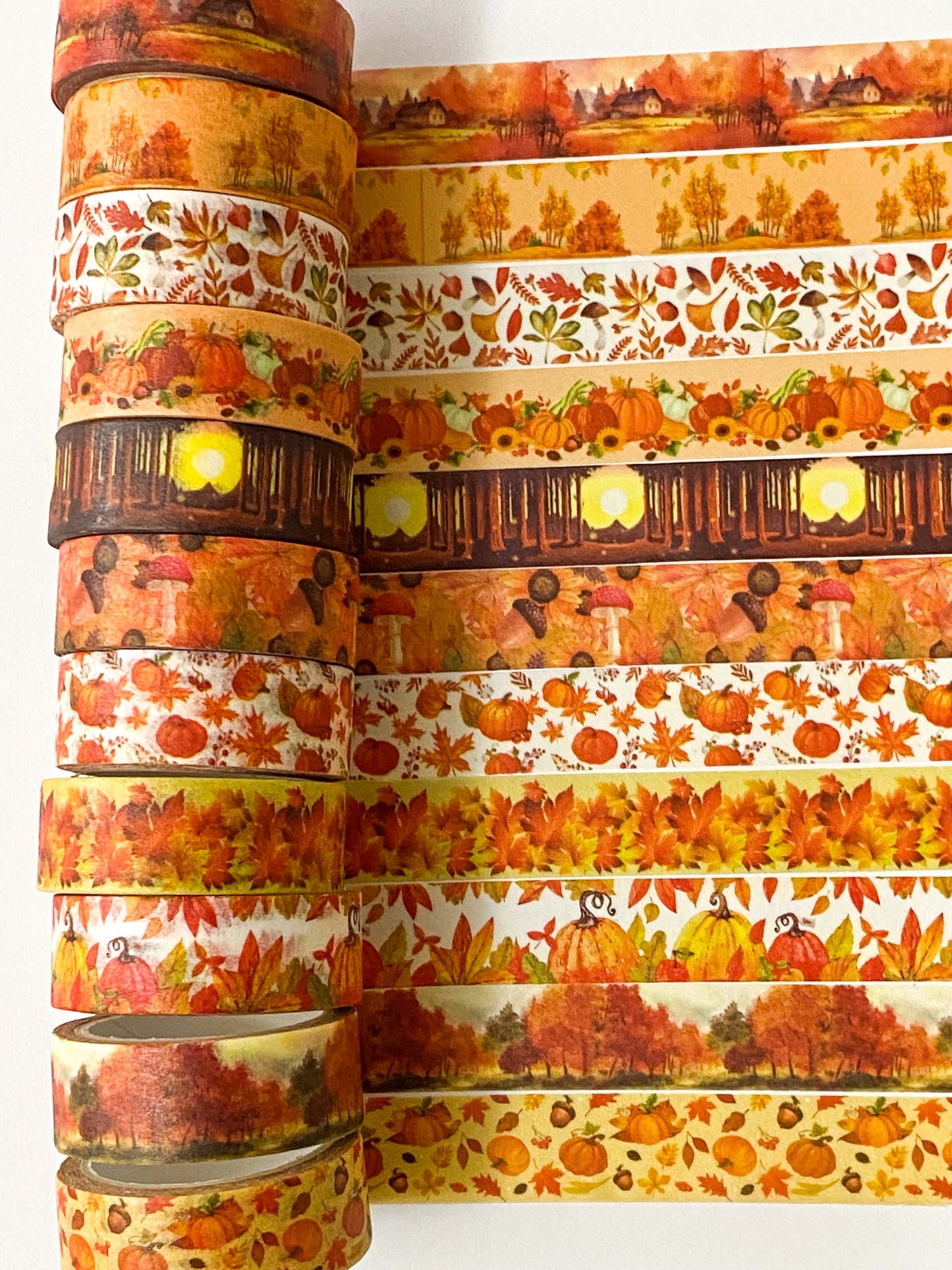autumn halloween woodland forest gold red orange tellow leaf tree washi tape uk cute kawaii 7m roll tape stationery shop store supplies planner addict