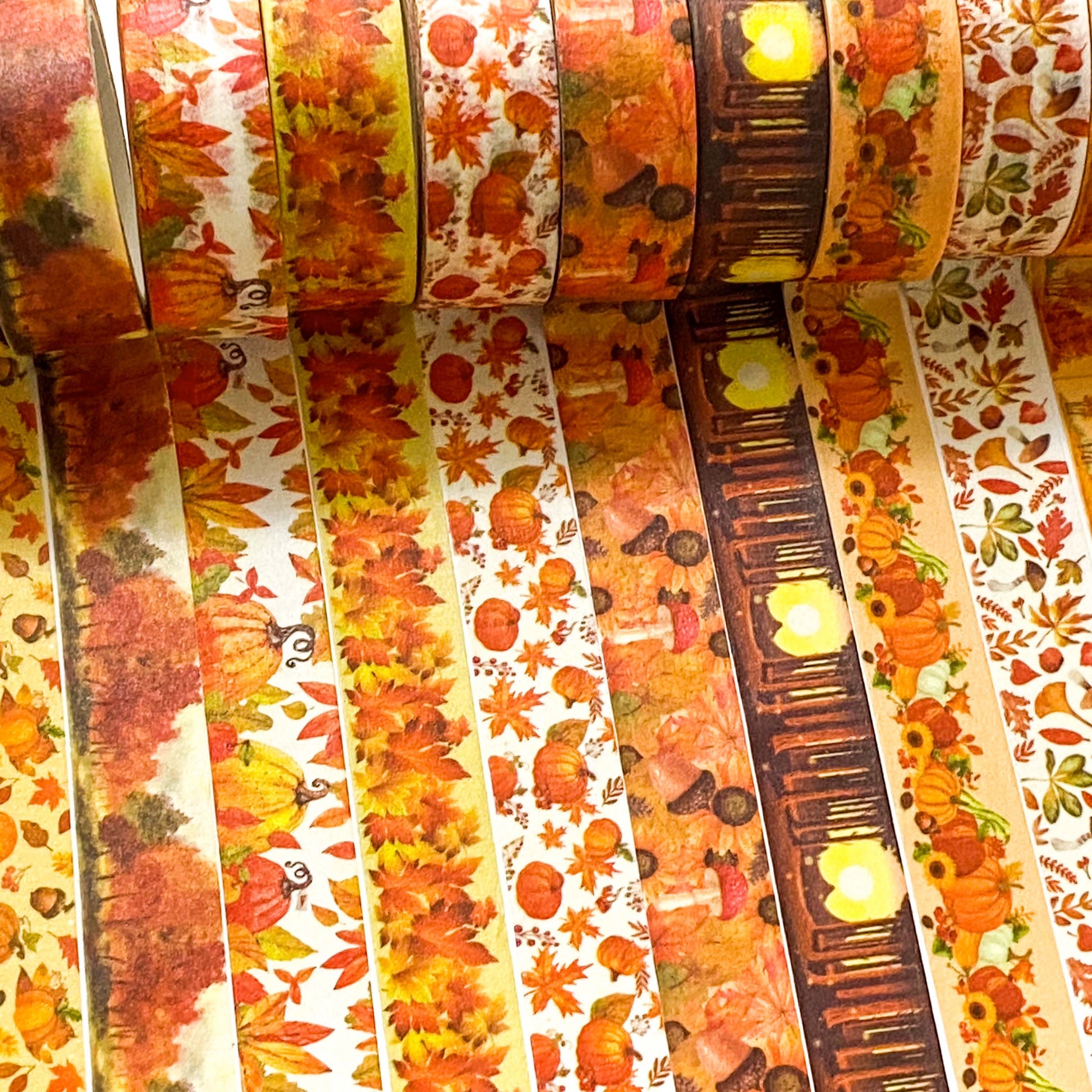 autumn halloween woodland forest gold red orange tellow leaf tree washi tape uk cute kawaii 7m roll tape stationery shop store supplies planner addict