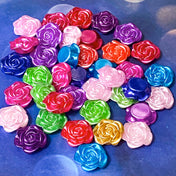pearl pearly resin acrylic flower flowers flatback rose roses iridescent sheen 18mm large big uk cute kawaii craft supplies shop store