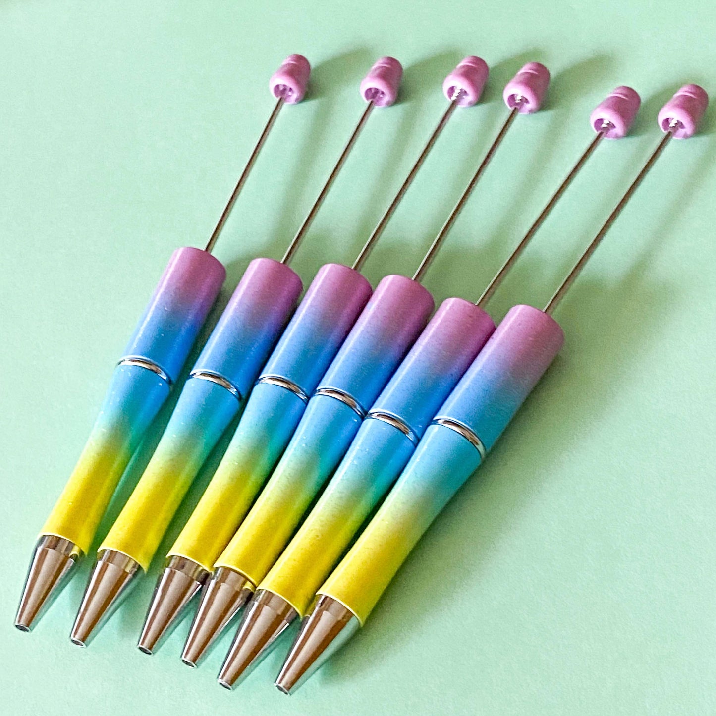 rainbow ombre pen base blank blanks for beaded pens uk cute kawaii stationery addicts shop store planner supplies gift gifts pink lilac blue turquoise green yellow glitter glittery starter kit