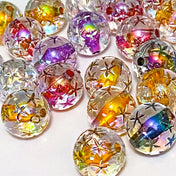 star pattern cut large round 16mm clear acrylic beads marble marbles colourful sparkly iridescent shimmer shimmery uk cute kawaii craft supplies shop store jewellery making big jumbo chunky