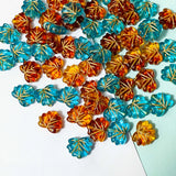 AMBER or TEAL Gold Highlighted LEAF Acrylic Beads 12mm