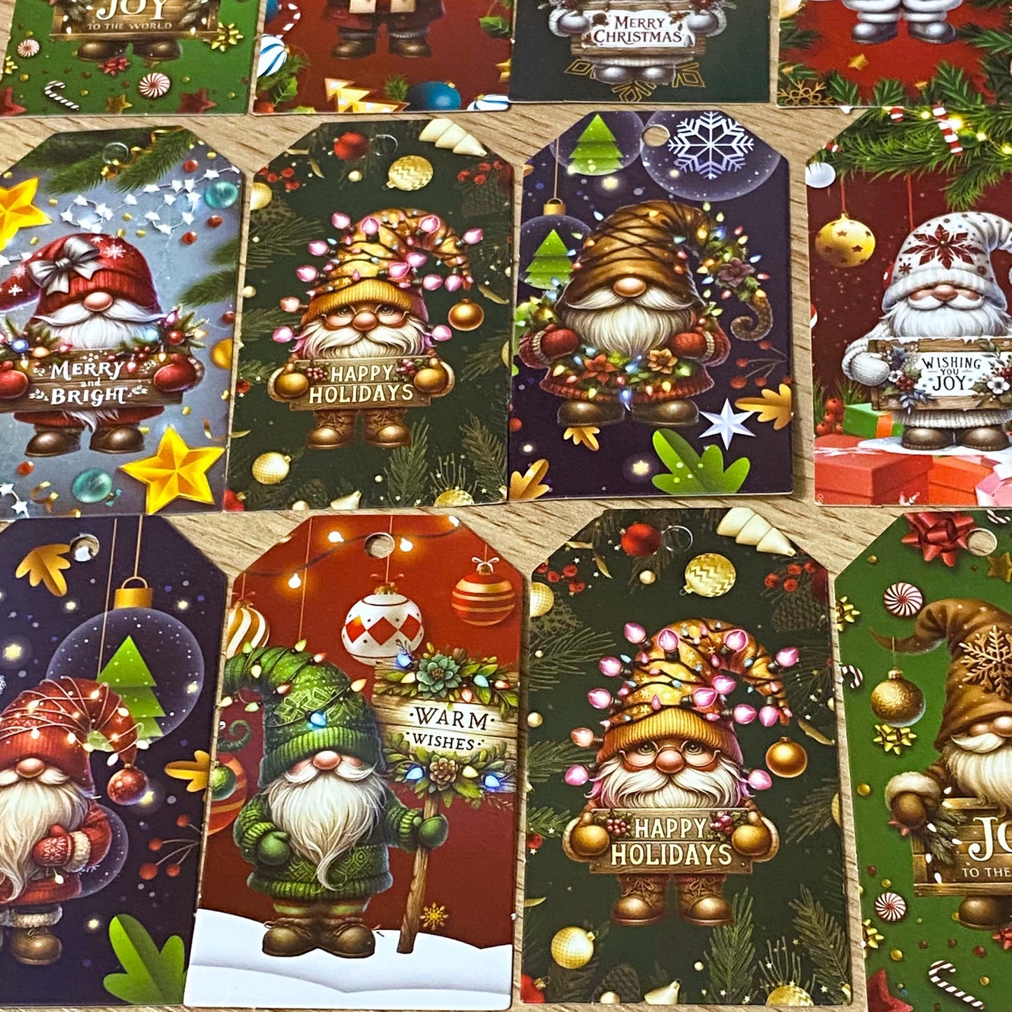 gnome gnomes small card tag tags set of 10 vibrant festive christmas gift gifts gonk gonks cute kawaii uk stationery packaging supplies shop store