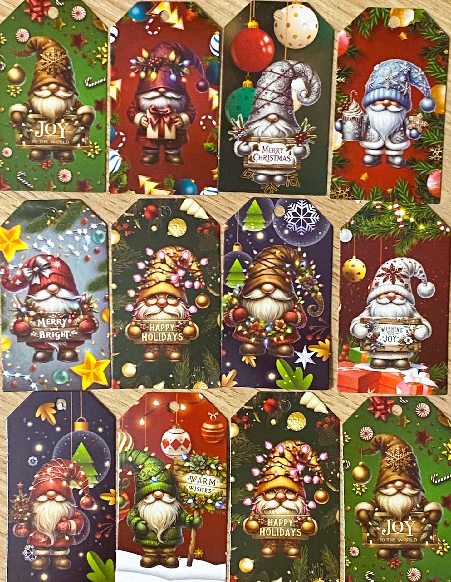 gnome gnomes small card tag tags set of 10 vibrant festive christmas gift gifts gonk gonks cute kawaii uk stationery packaging supplies shop store