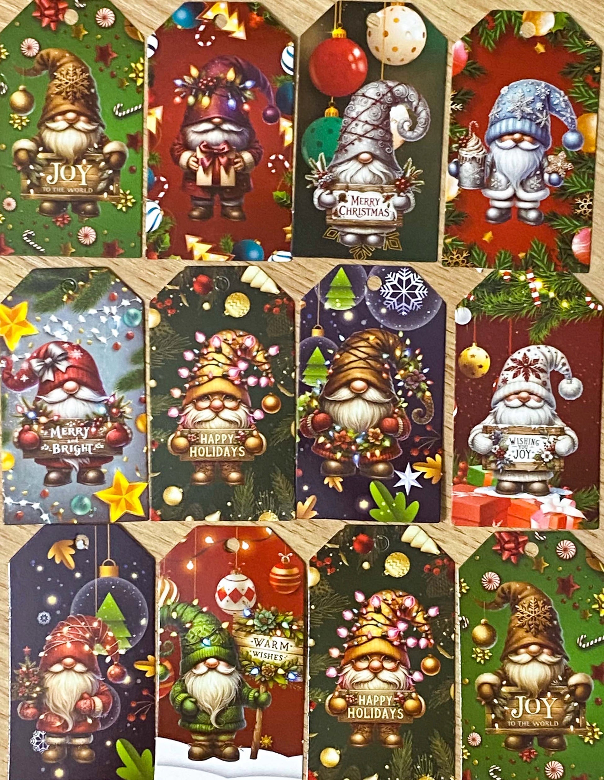 gnome gnomes small card tag tags set of 10 vibrant festive christmas gift gifts gonk gonks cute kawaii uk stationery packaging supplies shop store