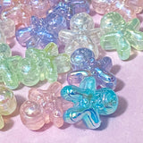 gingerbread men man chunky big large 20mm 2cm bead beads acrylic iridescent pearly ab coated shimmer shimmery craft supplies shop store uk cute kawaii blue pink clear lilac green purple translucent ginger bread