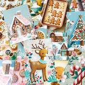 pastel gingerbread men man cottage deer cookie cookies house tree winter christmas festive card postcard postcards decoration decorations baking food set of 3 uk cute kawaii stationery shop store pretty beautiful 