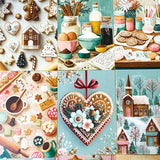 pastel gingerbread men man cottage deer cookie cookies house tree winter christmas festive card postcard postcards decoration decorations baking food set of 3 uk cute kawaii stationery shop store pretty beautiful 