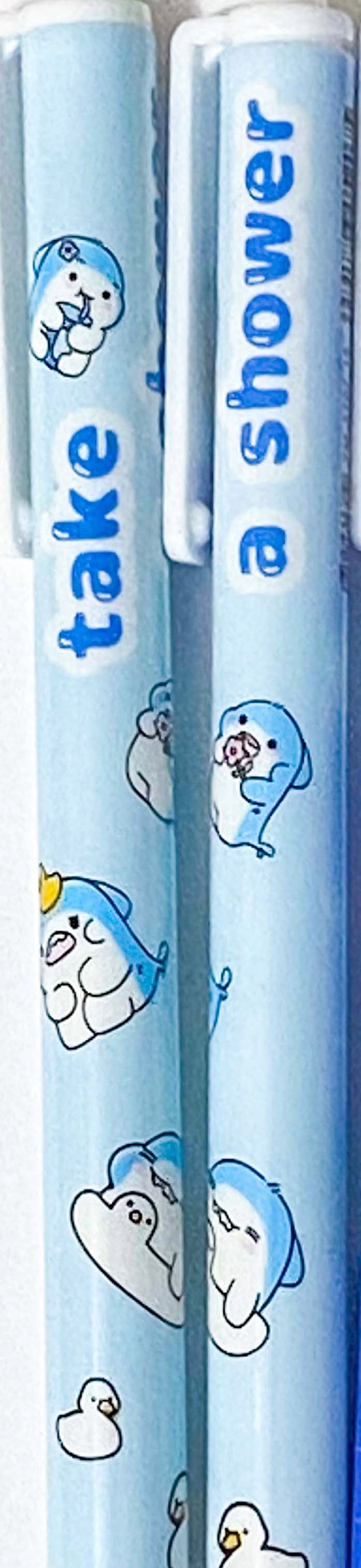 shark sharks cute kawaii black fineline gel ink pen pens uk lovely great japanese korean fine line blue dark blue turquoise lilac gingham checked white click