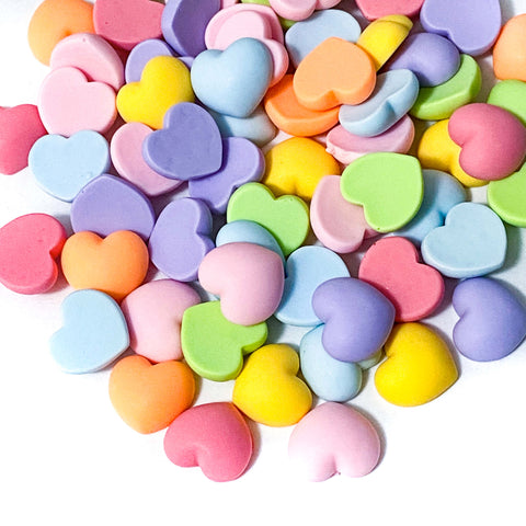 pastel small 13mm mini resin heart hearts fb fbs flat back flatback flatbacks embellishment embellishments uk cute kawaii craft supplies shop store pink blue green red orange yellow lilac purple