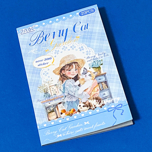 berry cats 20 page clear PET sticker book with watercolour illustrations