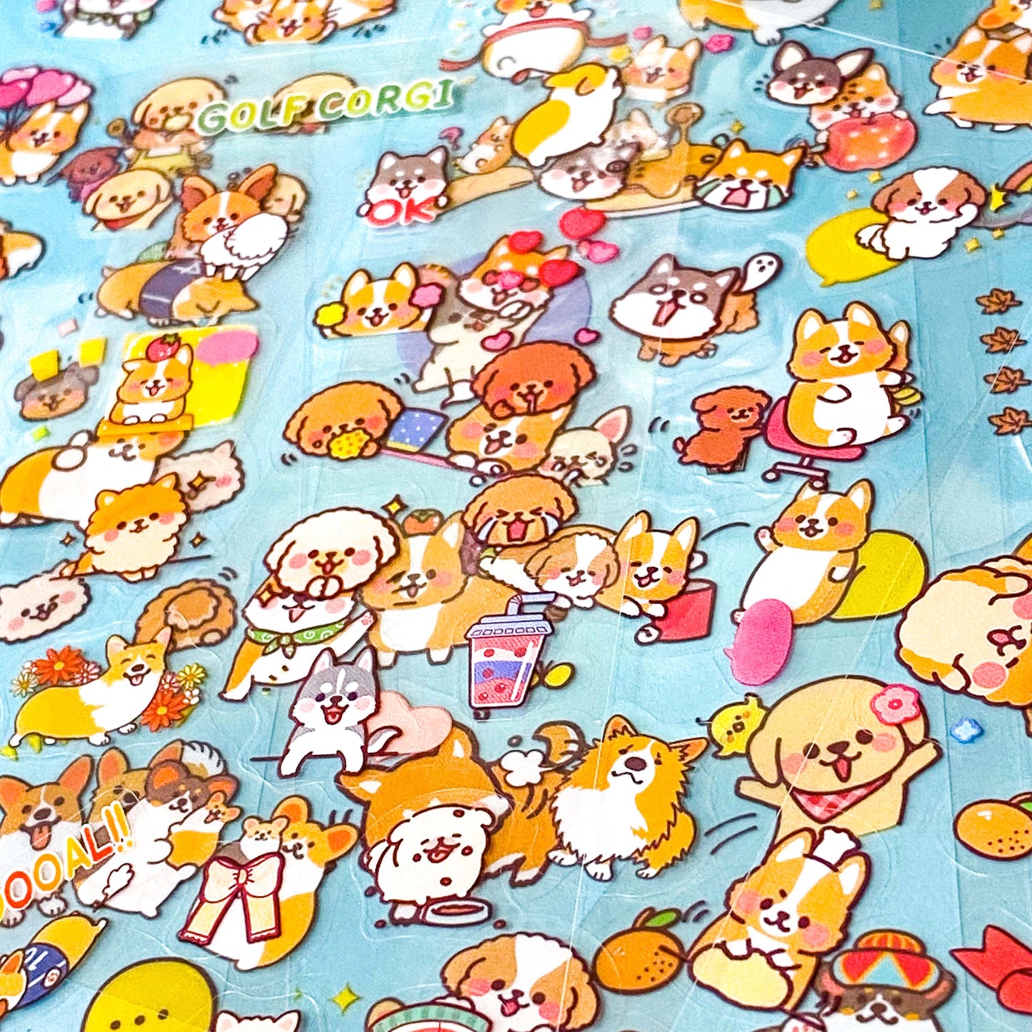 pet planet puppy dog clear sticker sheets pack of 10 on a blue background